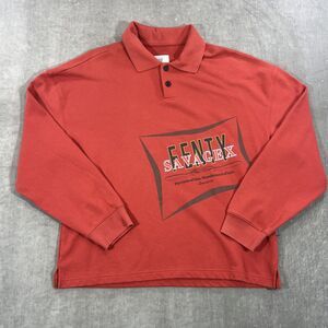 Savage Fenty Women XS Red  Xssential Terry Back Page Long Sleeve‎ Polo